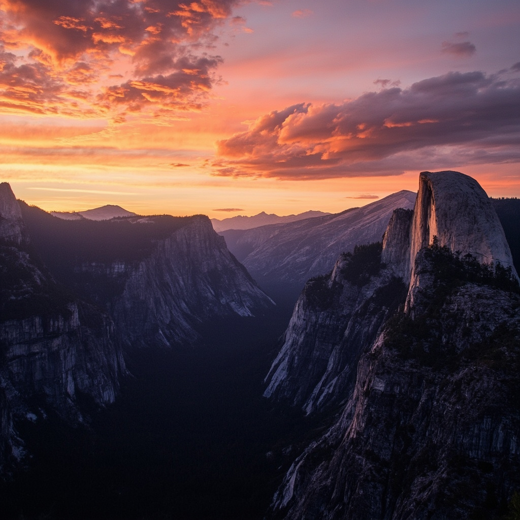 Glacier Point sunset over Half Dome
